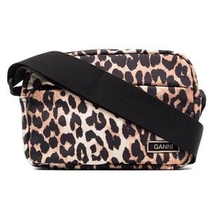 Ganni Leopard Print Festival Tech Crossbody Bag Adjustable Strap Travel Club NWT